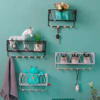 Wall Shelves Rack Kitchen White Gold Bathroom Hanging Decorative Living Room Furniture Mount Metal Wall Floating Shelf With Hook