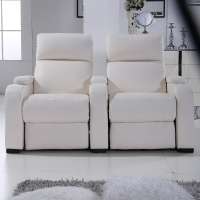 Row Of 2 Seats Electric Leather Sofa Recliner For Home Cinema With Cup Holder